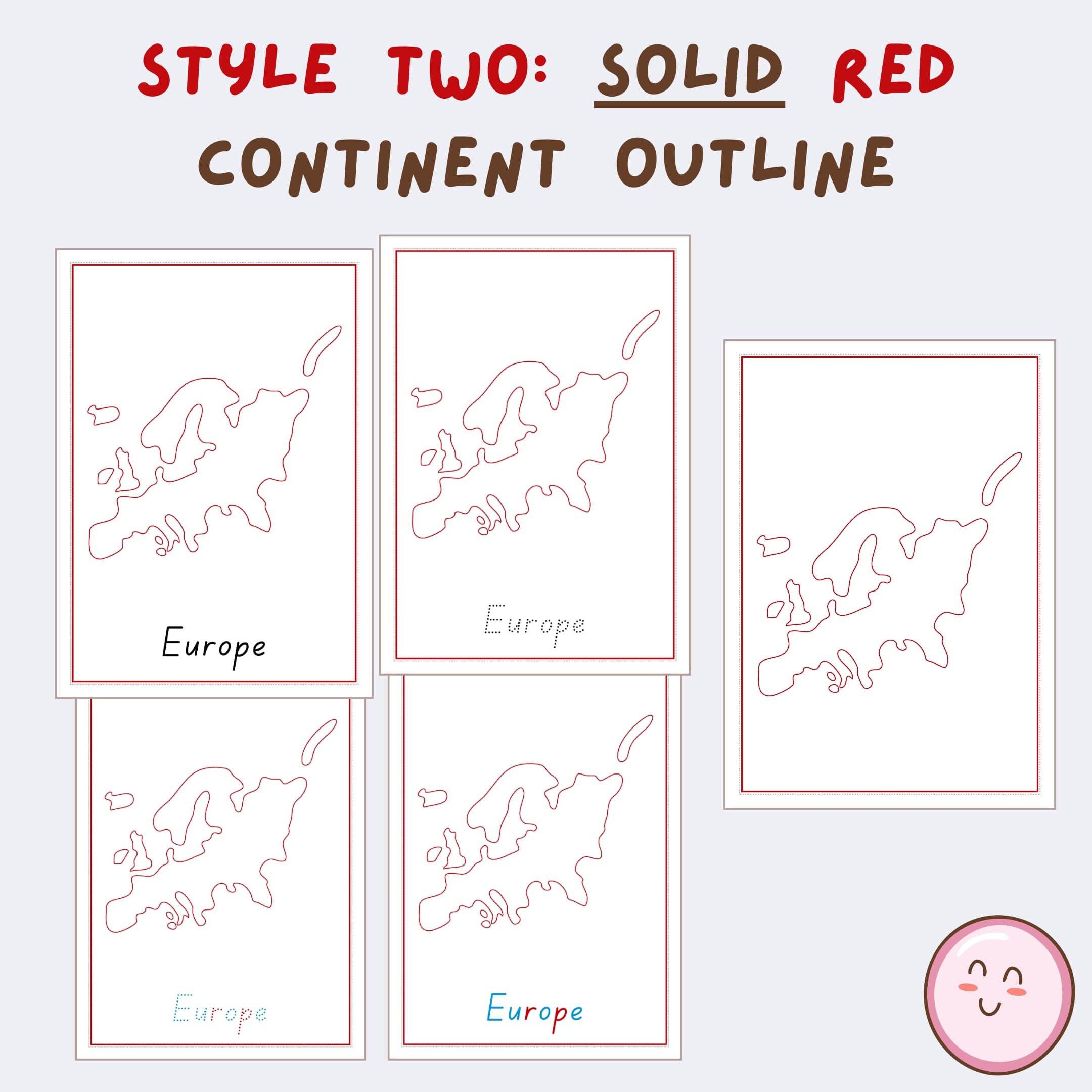 Europe Continent Tracing Worksheets, Montessori Preschool Geography ...