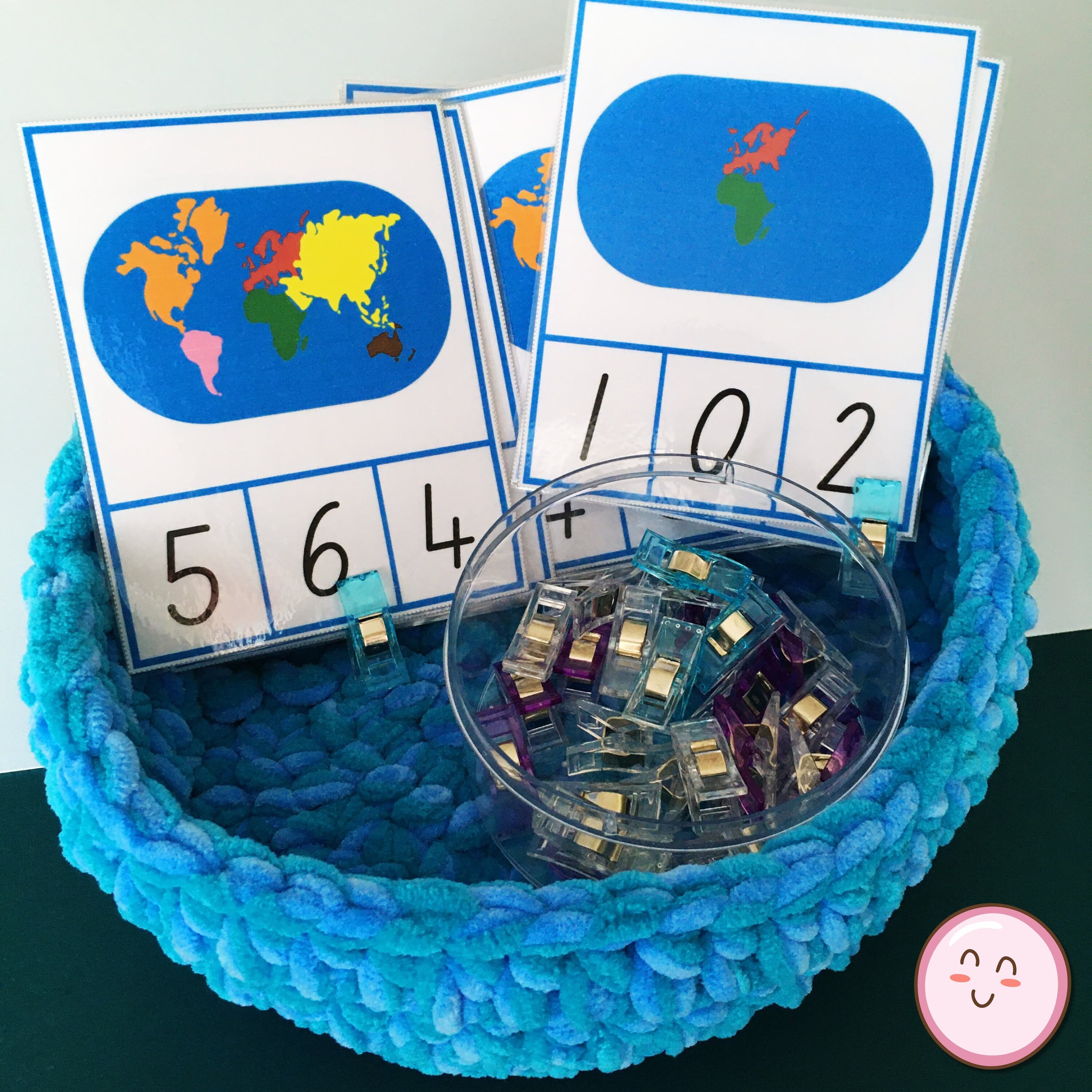 Montessori Continent Counting Clip Cards, Printable Preschool, Primary ...