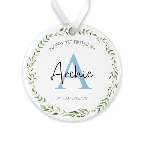 Personalised 1st Birthday Gift, Baby's Birthday Keepsake Ornament, First Birthday Gift, 1st Birthday Present, Boy Girl, Baby Gift, Initials