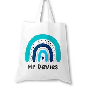 Personalised Teacher Bag, Custom Teacher Tote Bag, Any Name, Rainbow Tote Bag, Teacher Gift, Gifts For Teachers Gifts For Teaching Assistant