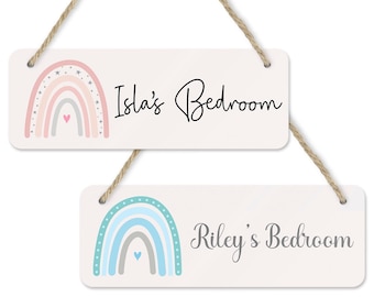 Personalised Bedroom Door Sign | Custom Rainbow Bedroom Decor | Baby Name Plaque | Bedroom Plaque | Boys Girls | Nursery Sign | Wooden