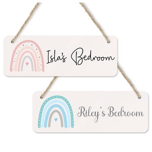 Personalised Bedroom Door Sign | Custom Rainbow Bedroom Decor | Baby Name Plaque | Bedroom Plaque | Boys Girls | Nursery Sign | Wooden