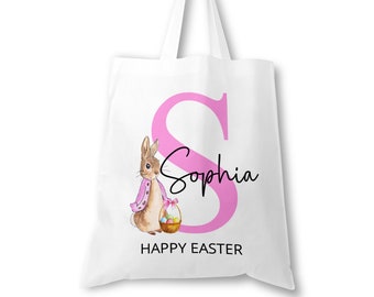 Personalised Easter Initial Tote Bag | Easter Bunny Bag | Easter Egg Hunt Bag | Easter Gift Bag | Easter Gift Sack | Kids Easter Gift