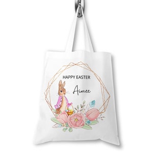 Personalised Easter Tote Bag, Custom Easter Gift, Easter Egg Sack, Easter Bunny Treat Bag, Easter Decoration, Kids Easter Egg Hunt, Rabbit
