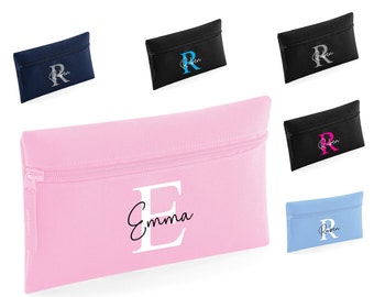 Personalised Kids Pencil Case with Name and Initial - Back to School Stationery Gift for Boys & Girls - Custom Nursery / Primary School Case
