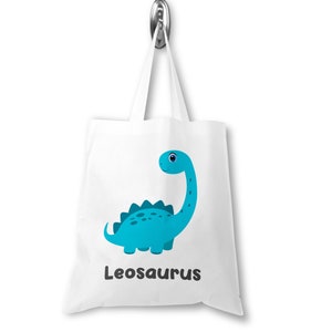 Personalised Dinosaur Tote Bag, Dinosaur Gift Bag for Boy, Birthday Gift Bag, Goodie Bag, Kids Party Bag, Dino Lover, Bag For Life for her