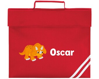 School Book Bag | Dinosaur | Back to School | Personalised Bookbag | Girls | Boys | School Bag with Name | Choice of Colours