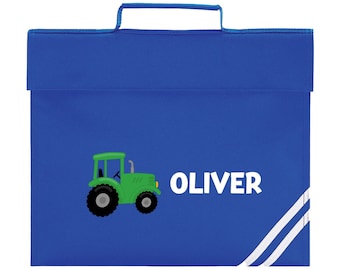 School Book Bag | Tractor | Back to School | Personalised Bookbag | Girls | Boys | School Bag with Name | Choice of Colours