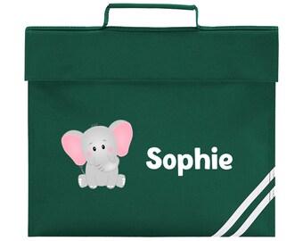 School Book Bag | Elephant | Back to School | Personalised Bookbag | Girls | Boys | School Bag with Name | Choice of Colours