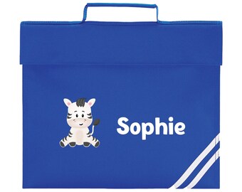 School Book Bag | Zebra | Back to School | Personalised Bookbag | Girls | Boys | School Bag with Name | Choice of Colours