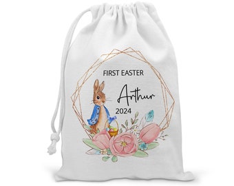 Personalised First Easter Bag, Custom 1st Easter Gift, New Baby Easter Gift, Easter Baby Gift, My First Easter, Easter Bunny Rabbit Decor