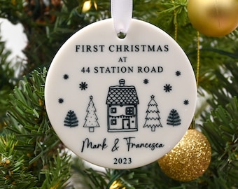 Personalised First Christmas in New Home Bauble, 1st Xmas In Our New Home Ornament, Custom Housewarming Gift, New Home Gift, Couple Present