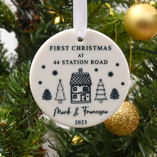 Personalised First Christmas in New Home Bauble, 1st Xmas In Our New Home Ornament, Custom Housewarming Gift, New Home Gift, Couple Present
