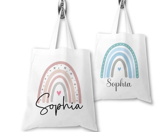 Personalised Tote Bag, Rainbow Tote Bag with Name, Shopper Bag, Kids Tote Bag, Kids Party Bags, Bag For Life, Reusable Bag, Birthday Party