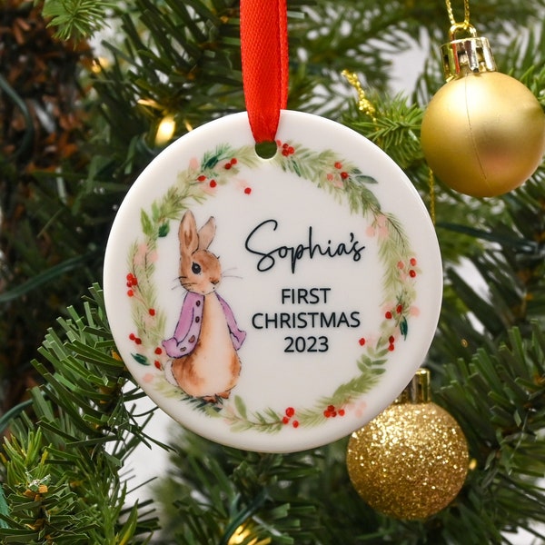 Personalised First Christmas Ornament, Custom 1st Xmas Bauble, New Baby Decoration, Baby Girl First Christmas, Holiday Ornament Decor