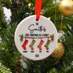 First Christmas as A Family Bauble, 1st Xmas as Family Tree Decoration, New Baby Gift, Baby First Christmas Ornament, Holiday Decor Keepsake