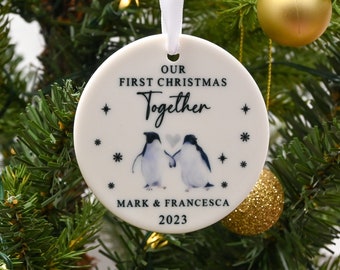 Personalised First Christmas Together Bauble, Custom 1st Xmas Together Ornament, Couples Keepsake, New Girlfriend Gift, Boyfriend Present