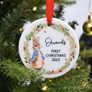 Personalised First Christmas Ornament, Custom 1st Xmas Bauble, New Baby Decoration, Baby Boy First Christmas, Holiday Ornament Decor