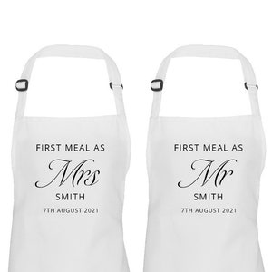 Personalised Wedding Apron, First Meal as Mr & Mrs, Bride Apron, Groom Apron, Wedding Cover Up, Dress Protector, Bride Gift, Wedding Day