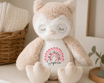 Personalised Owl Teddy | Customised Owl Soft Toy Plush | Newborn Gift | Cuddly Toy | New Baby Gift Girl Boy | Baby Shower | Nursery Decor