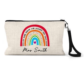 Personalised Motivational Rainbow Teacher Pencil Case | End of Term Gift | Nursery Worker Gift | Teaching Assistant Thank You | SENDCO