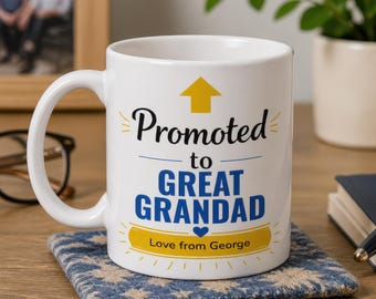 Personalised Promoted to Great Grandpa Mug with Names - Milestone Gift