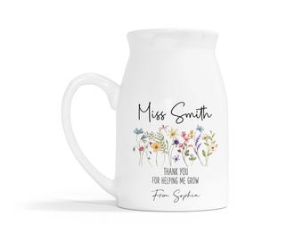Personalised Teacher Milk Jug Vase with Names, Present for Teacher, Sendco, Tutor, Nursery staff, Custom Gift, Teacher Appreciation