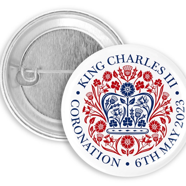 The Coronation Official Emblem Pin Button Badge, The Coronation of King Charles III and The Queen Consort Gift, 6th May, Keepsake, Souvenir