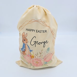 Personalised Easter Bag, Custom Easter Gift, Easter Egg Sack, Easter Bunny Treat Bag, Easter Decoration, Kids Easter Egg Hunt Basket, Rabbit image 7