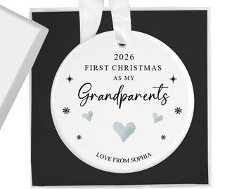 Personalised 2026 First Christmas as my Grandparents Bauble, Custom 1st Xmas as my Grandparents Ornament, New Grandparents Gift, Keepsake