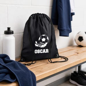 Personalised Football Custom Drawstring Bag for Kids with Initial - PE Kit / Gym / Swimming Bag - Ideal for Nursery & Primary School Girls