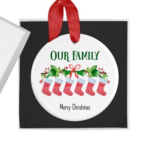 Personalised Family Christmas Ornament, Hanging Stockings, Custom Bauble, Family Gift, First Family Christmas Decoration, Kids, Dog Pet Cat image 4