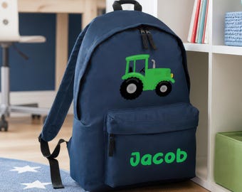 Personalised Kids Rucksack with Tractor & Name - Perfect for Boys, Girls, Nursery and Primary School Children, Back to School Backpack