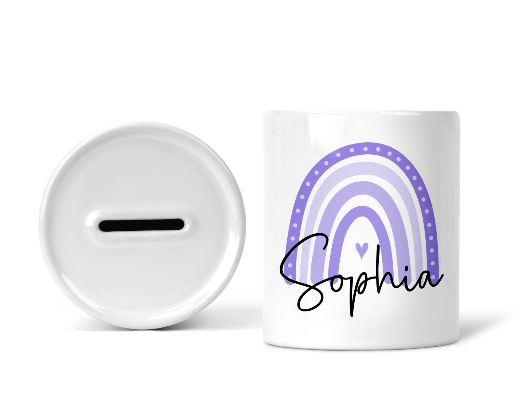 Personalised Rainbow Money Box Pink or Blue Ceramic Piggy Etsy