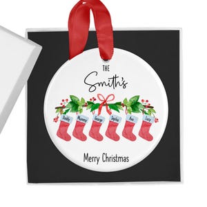 Personalised Family Christmas Ornament, Hanging Stockings, Custom Bauble, Family Gift Decor, First Family Christmas Decoration, Names, 2026 image 12