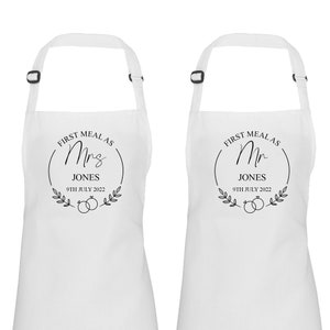 Personalised Wedding Apron, First Meal as Mr & Mrs, Bride Apron, Groom Apron, Wedding Cover Up, Dress Protector, Bride Gift, Wedding Day