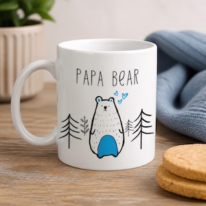 Lifestyle scene - Papa Bear Mug, Fathers Day Mug, Dad Mug, Gift For Dad, Baby Shower Gift, New Dad Gift, Fathers Day Gift, Dad Birthday Mug, Best Dad Present