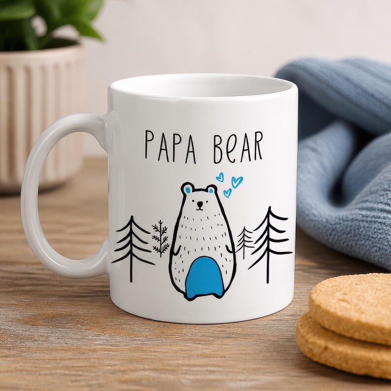 Lifestyle scene - Papa Bear Mug, Fathers Day Mug, Dad Mug, Gift For Dad, Baby Shower Gift, New Dad Gift, Fathers Day Gift, Dad Birthday Mug, Best Dad Present