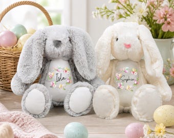 Personalised Easter Bunny Soft Toy, Custom Easter Gift, Easter Teddy Bear, Baby's First Easter Gift, Plush Rabbit, Easter Present, New Baby