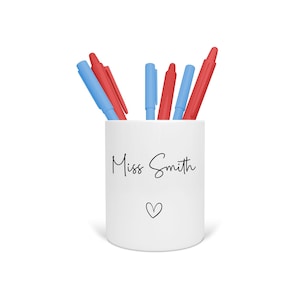 Personalised Teacher Pen Pot, Teacher Appreciation Gift, Custom Teacher Pencil Pot, Desk Organiser, Desk Tidy, TA Assistant Present