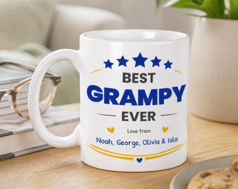Personalised Best Grampy Ever Mug with Names - Fathers Day Gift for Grampy
