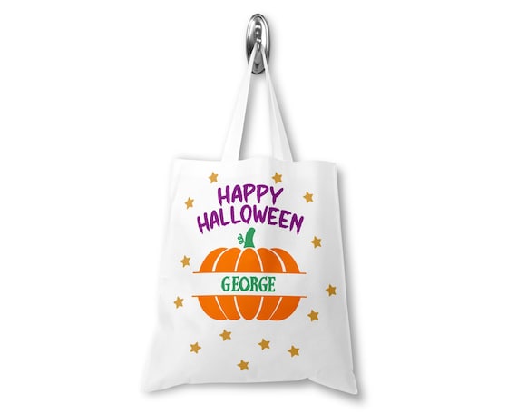 Personalised Halloween Treat Bag Custom Trick or Treat Tote Bag with Name Halloween Gift Bag Halloween Party Bag Candy Halloween Decor