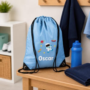 Personalised Space Drawstring Bag for Kids - PE Kit / Gym / Swimming Bag - Ideal for Nursery and Primary School Boys and Girls