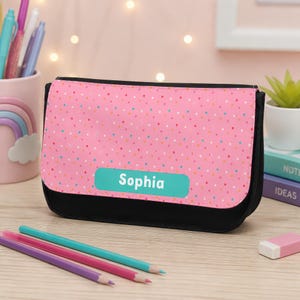 Personalised Pencil Case, Any Name, Girls Pencil Case, Birthday Present, Children Name, Party Gift, Custom Back to School Gift, Kids, Pink