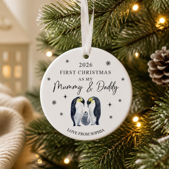 Personalised 2026 First Christmas as my Mummy & Daddy Bauble, Custom 1st Xmas as Parents Ornament, New Parent Gift, New Baby Gift, Keepsake