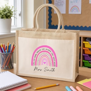 Personalised Teacher Bag, Teacher Appreciation Gift, Teacher Tote Bag, Teacher Gift, TA Gift, Thank You Teacher Present