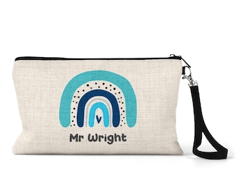 Personalised Teacher Pencil Case | Blue Rainbow Design | End of Term Gift | Nursery Worker Present | Teaching Assistant Thank You