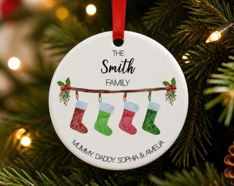 Custom Family Christmas Ornament with Names, Personalised Christmas Bauble for Xmas Tree, Hanging Stockings, Christmas 2026 Decoration Decor