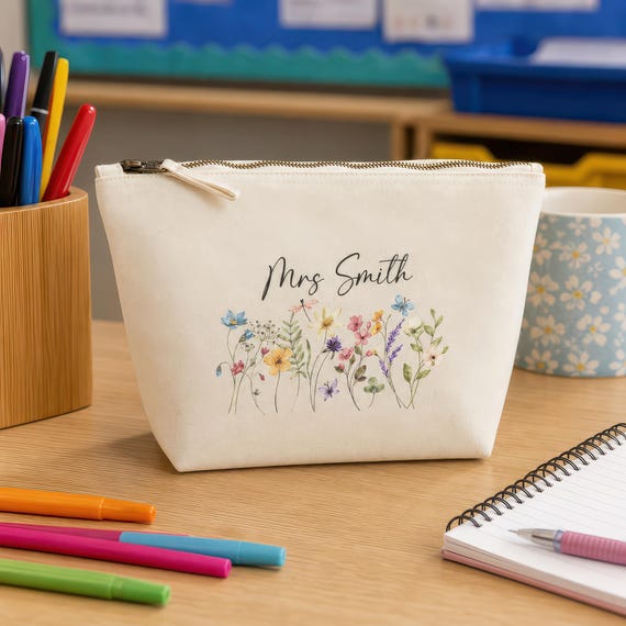Personalised Teacher Pencil Case - Custom Name – Teacher Appreciation Gift, Ideal Gift for TA, Teacher, Headteacher, End of Term Gift