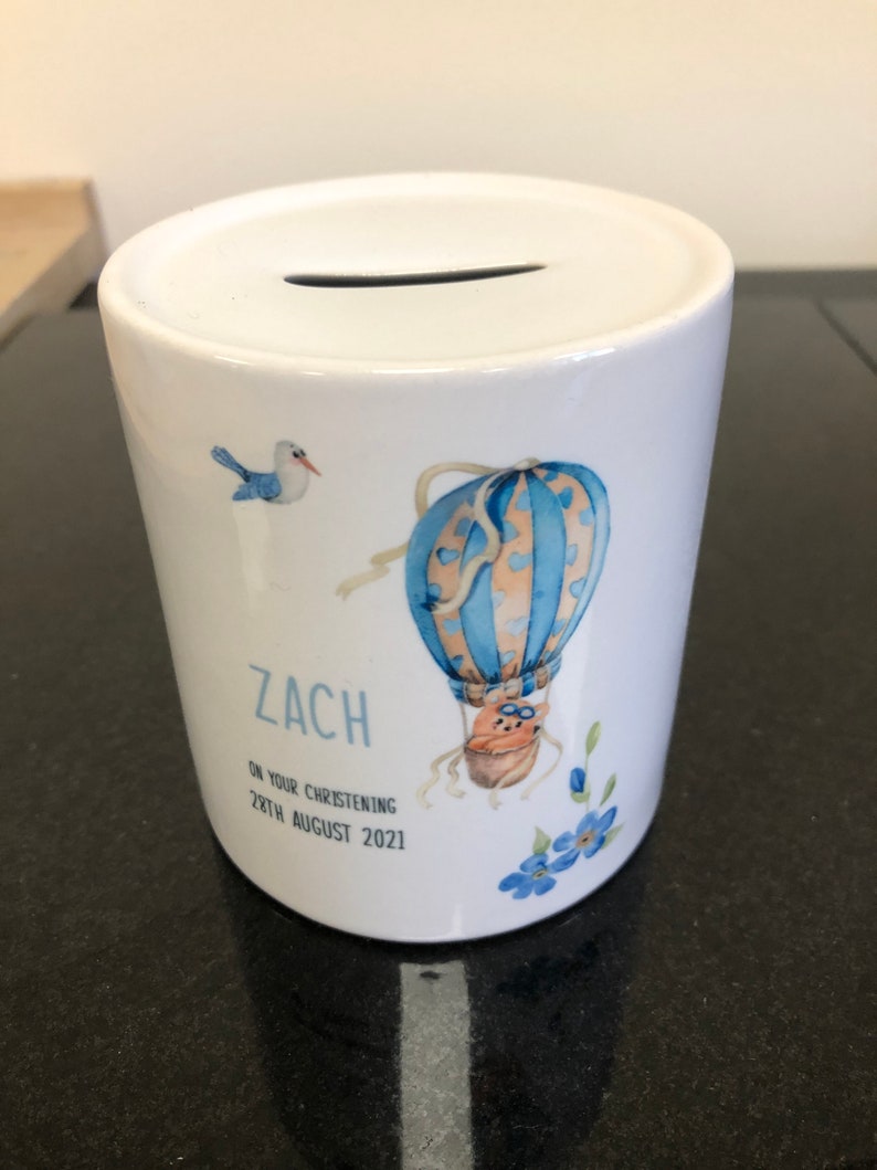 Personalised Christening Money Box Custom Boys Christening Etsy UK
